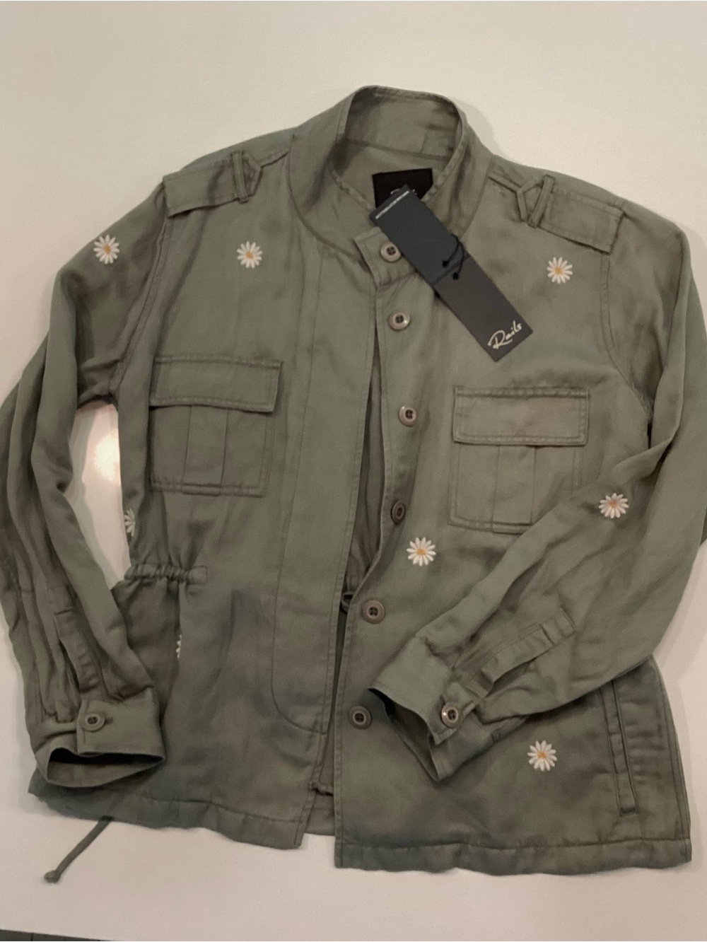 Rails Olive Green Military Field Jacket with Daisy Embroidery